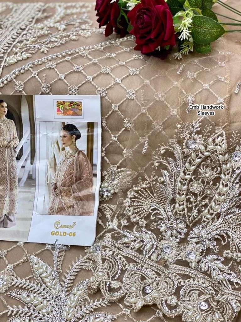COSMOS HIT DESIGN 6 BY COSMOS PAKISTANI SUITS BEAUTIFUL FANCY COLORFUL STYLISH PARTY WEAR & OCCASIONAL WEAR HEAVY NET EMBROIDERED DRESSES AT WHOLESALE PRICE
